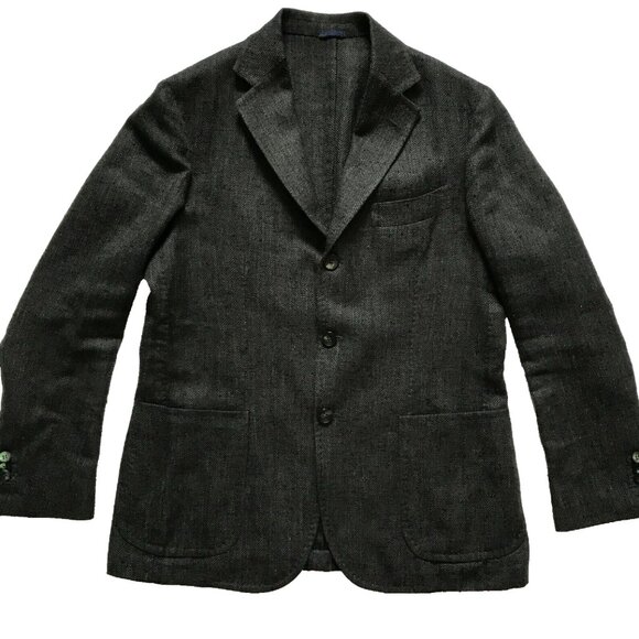 Santorio Napoli Kiton Submariner Sport Coat Jacket Mens 50 38 Green Cotton Silk
